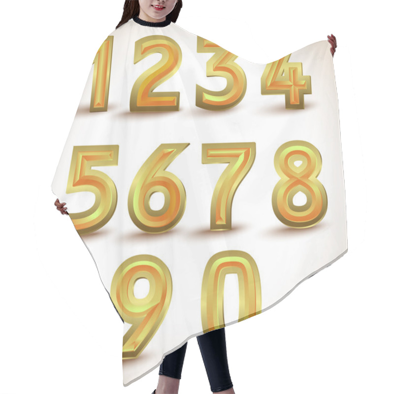 Personality  Vector Set Of Gold Numbers. Hair Cutting Cape