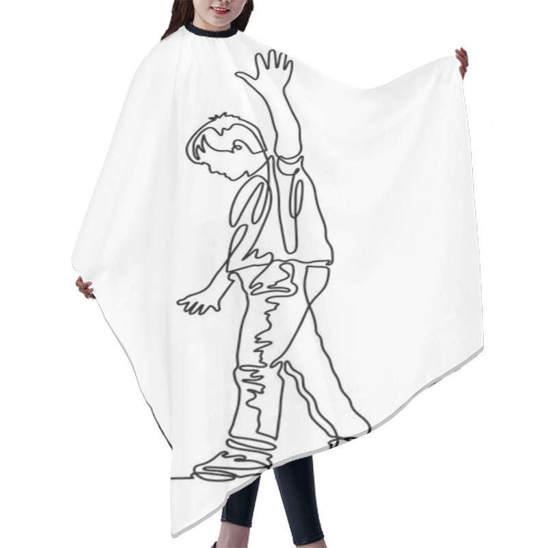 Personality  Continuous One Line Drawing Of The Boy Walks Along The Tightrope Hair Cutting Cape