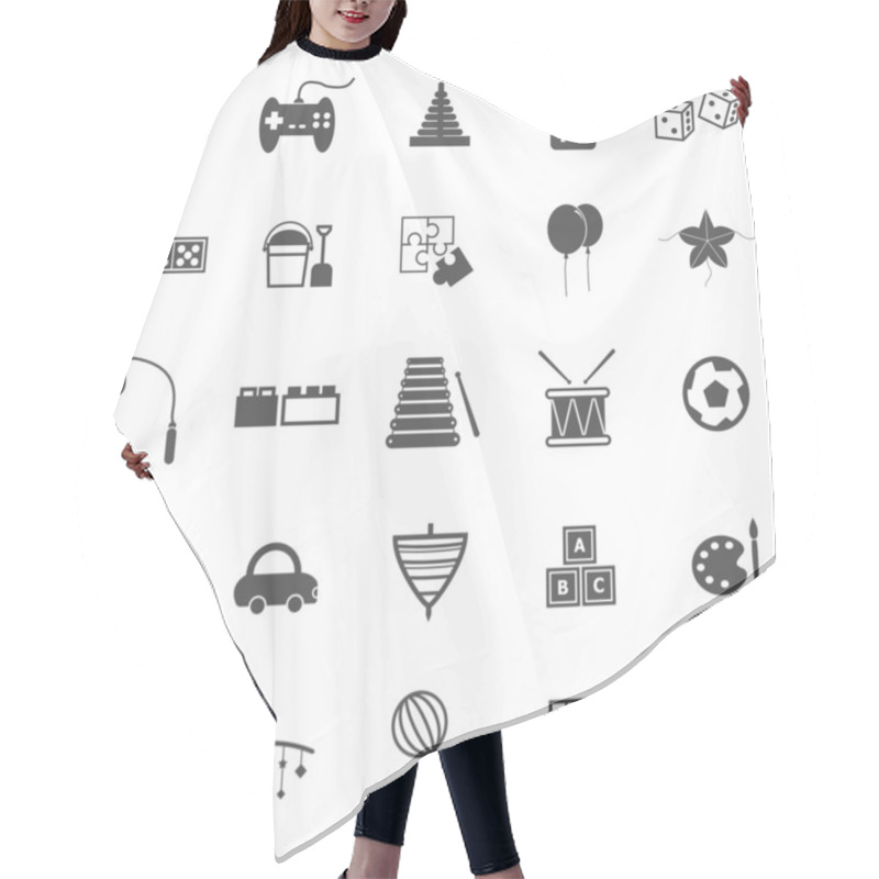 Personality  Toy Icons On White Background Hair Cutting Cape