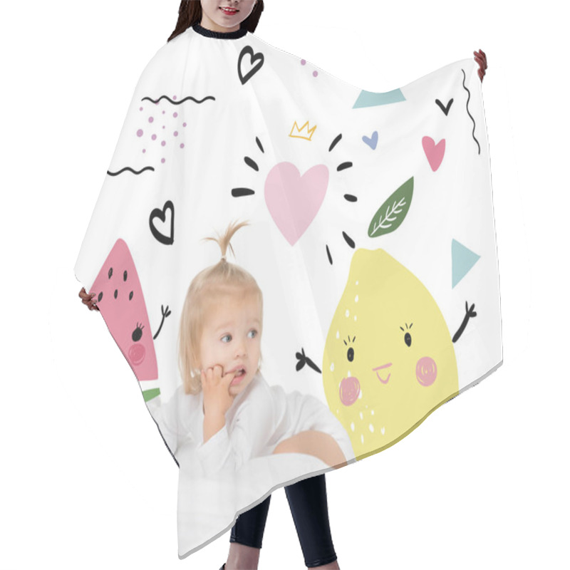 Personality  Cute Baby In Bodysuit Hair Cutting Cape