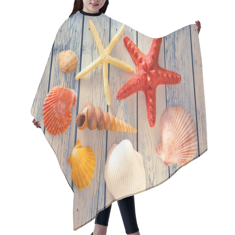 Personality  Collection Of Sea Shells And Stars Hair Cutting Cape