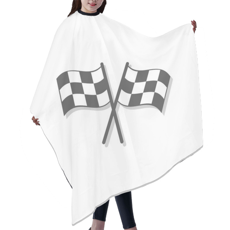 Personality  Crossed Checkered Flags Hair Cutting Cape