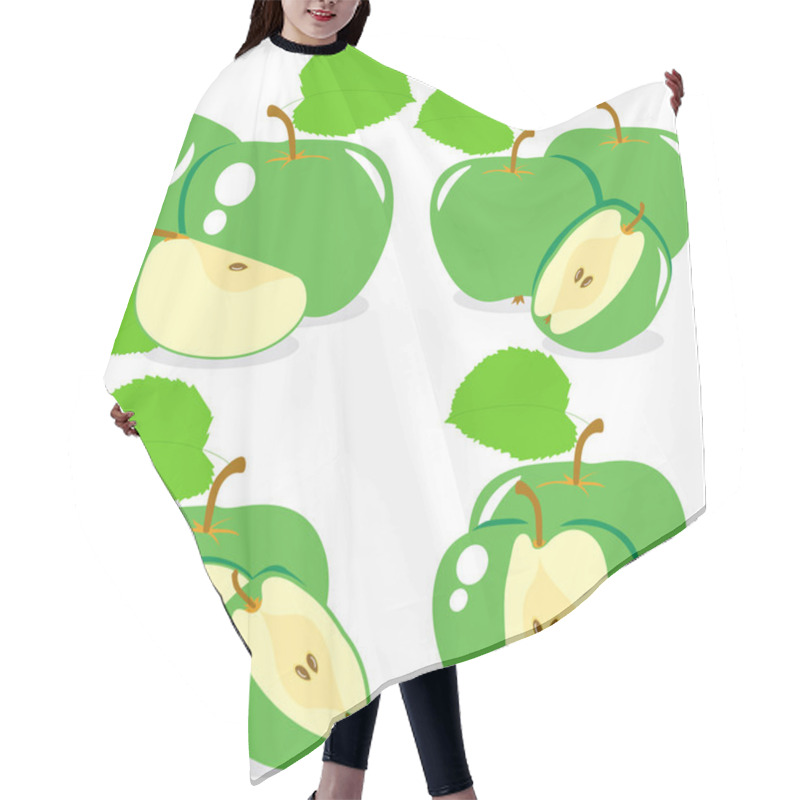 Personality  Green Apple Slices, Collection Of Vector Illustrations On A Transparent Background Hair Cutting Cape