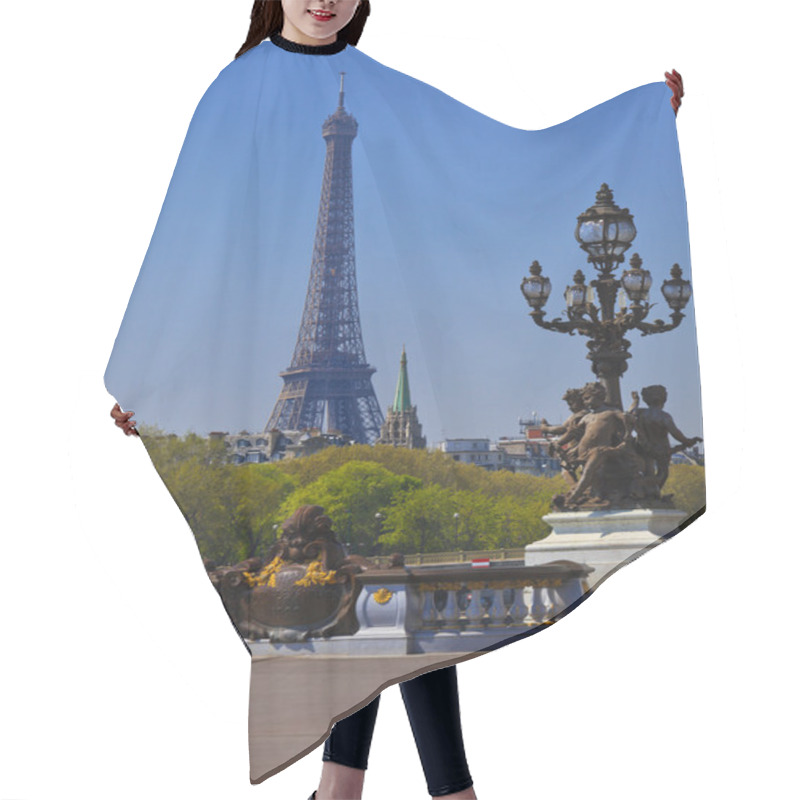 Personality  Eiffel Tower From Bridge Of Alexander III In Paris, France. Hair Cutting Cape