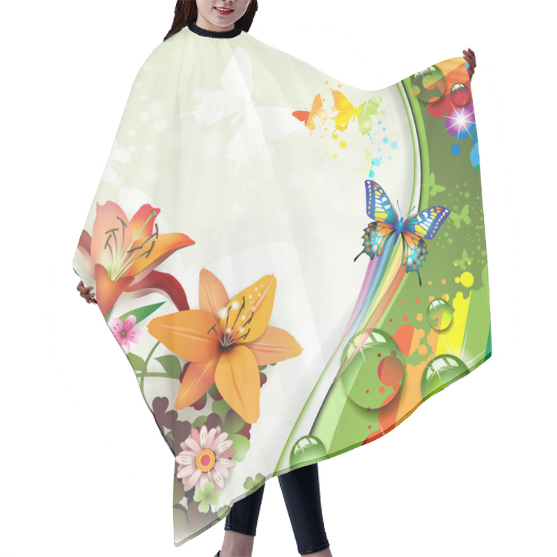 Personality  Lilies And Butterflies Hair Cutting Cape