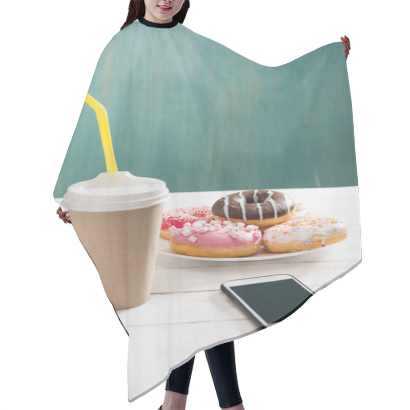 Personality  Breakfast With Coffee And Donuts  Hair Cutting Cape