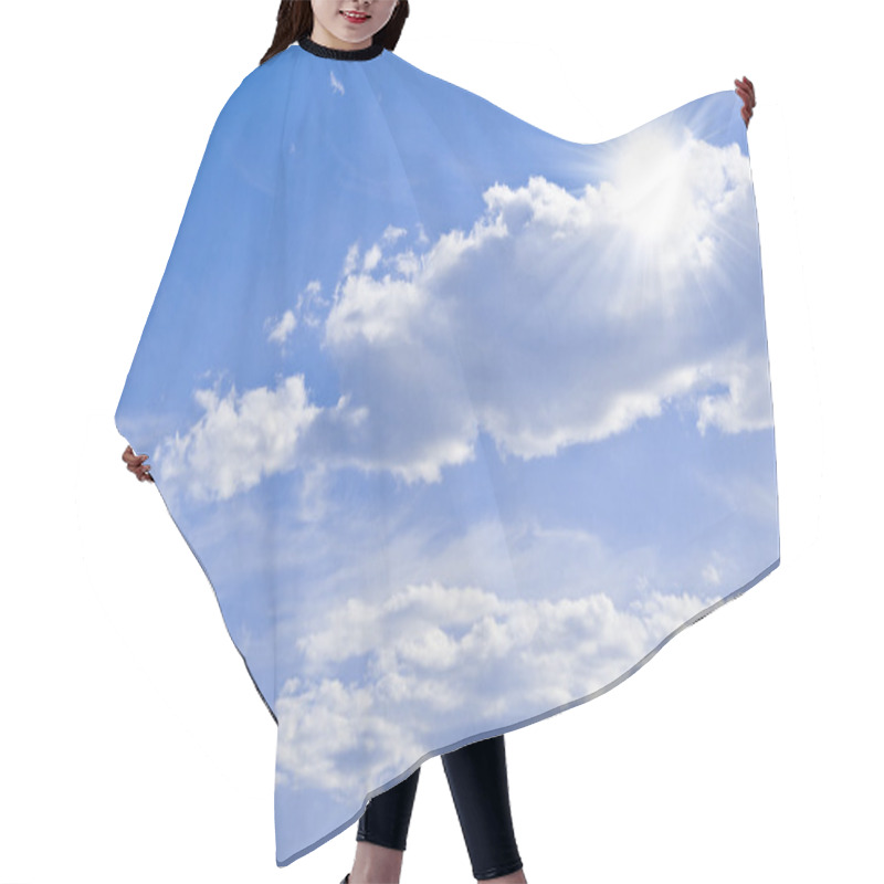 Personality  Blue Sky With Clouds And Sun Hair Cutting Cape