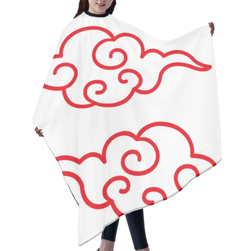 Personality  Line Drawing Illustration Of Clouds With Traditional Chinese Style Pattern.A Simple Line Drawing Illustration Of A Chinese-style Decorative Cloud That Can Be Used As An Icon Or Symbol.  Hair Cutting Cape