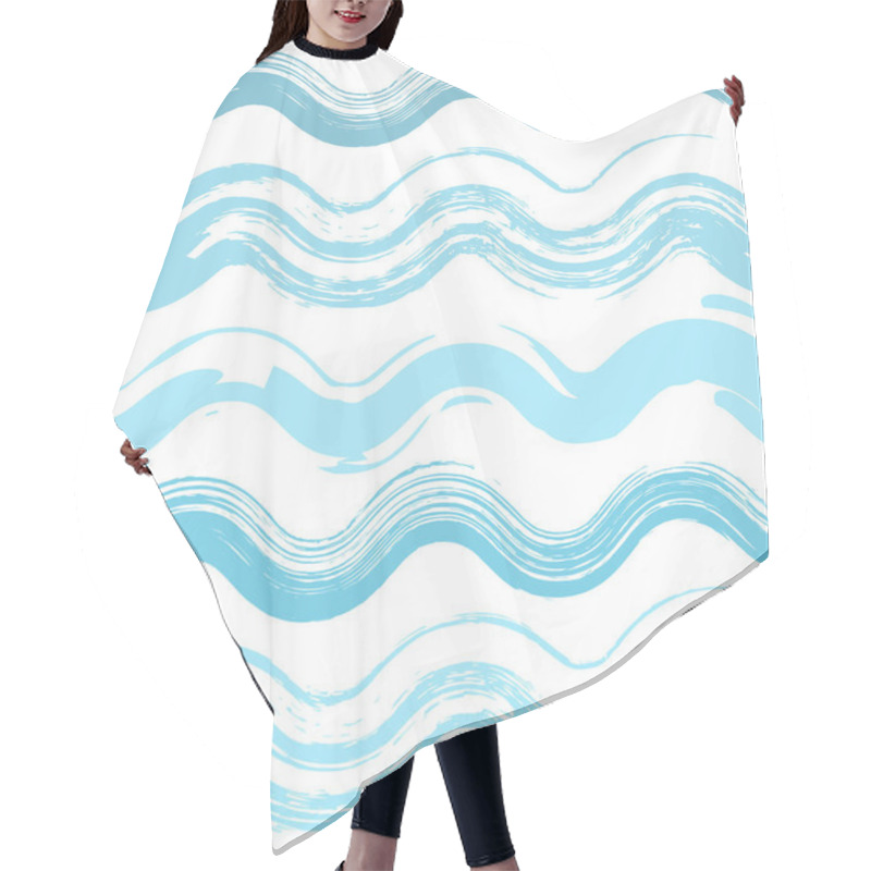 Personality  Hand Drawn Waves Seamless Pattern Hair Cutting Cape