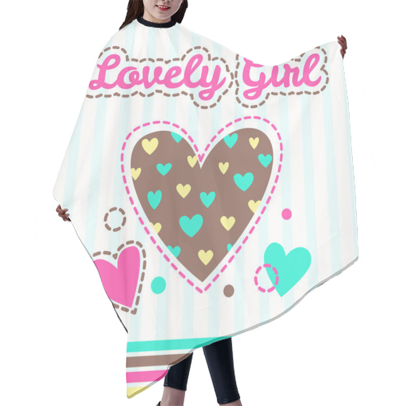 Personality  Cute Girlish Illustration With Hearts Hair Cutting Cape