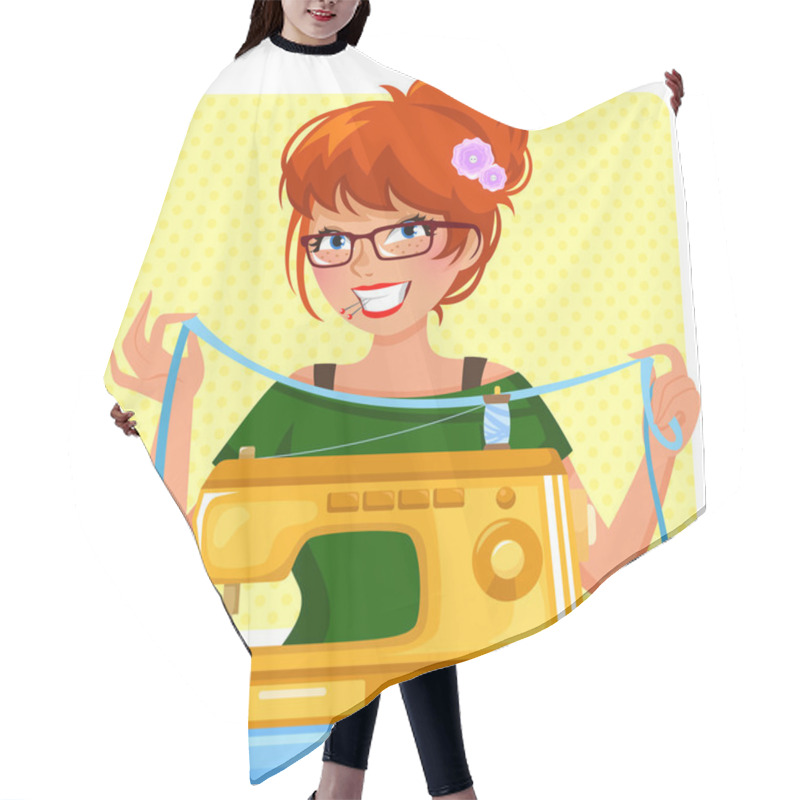 Personality  Sewing Girl Hair Cutting Cape