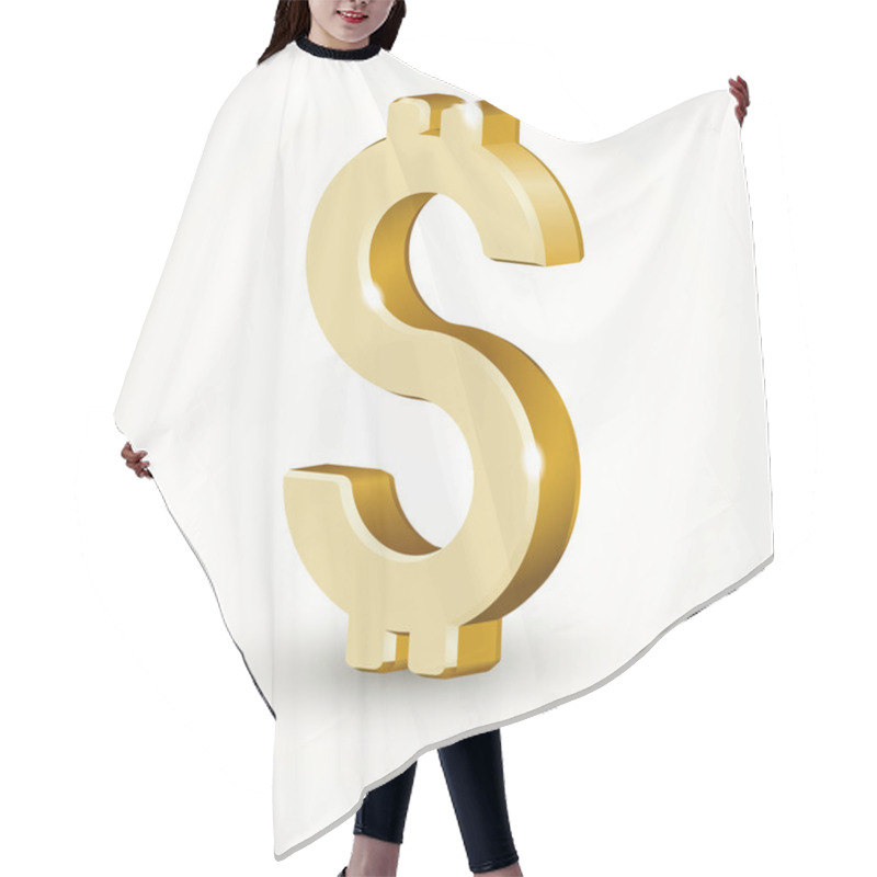 Personality  Vector Golden Dollar Sign Isolated On White Background. Hair Cutting Cape