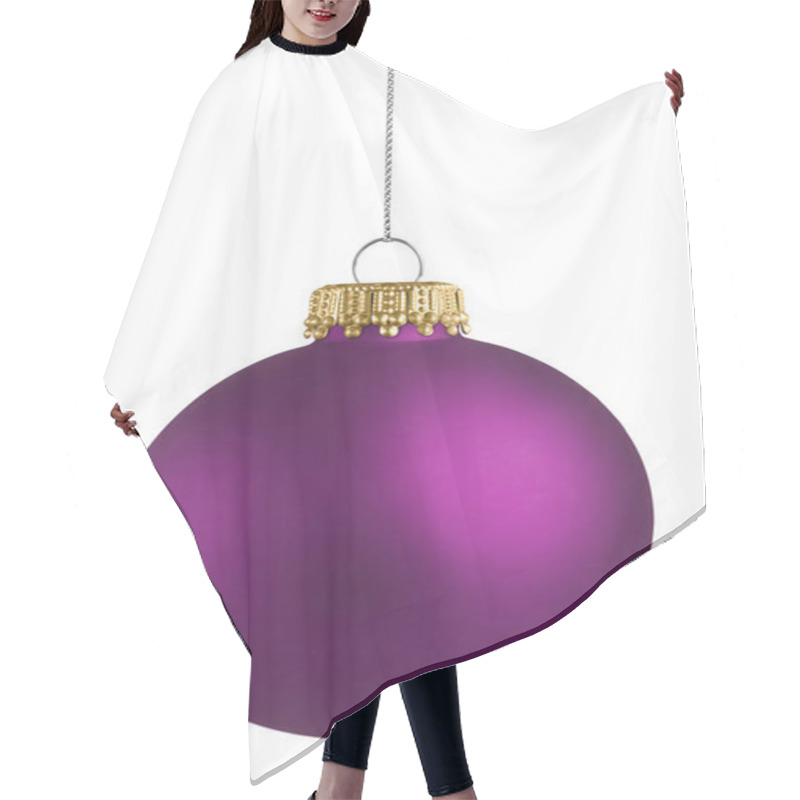 Personality  Purple Christmas Ball Over White Background Hair Cutting Cape