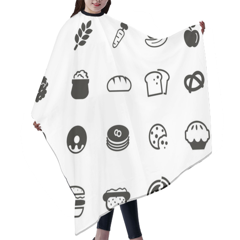 Personality  Carbohydrate Food Icons Black & White Set Big Hair Cutting Cape