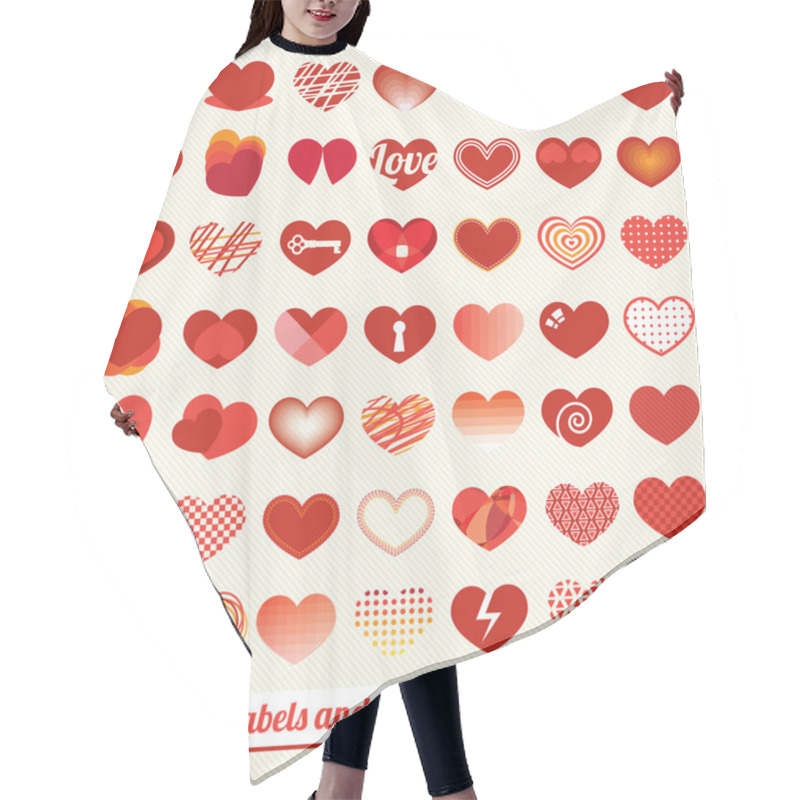 Personality  Vector Set: Heart And Love Labels And Icons Hair Cutting Cape