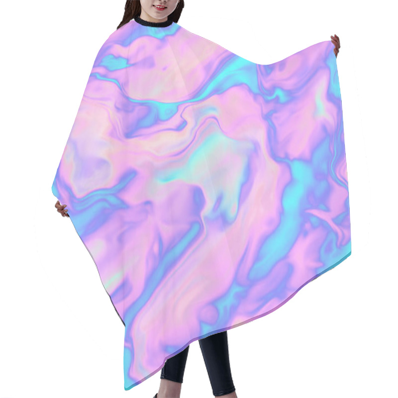 Personality  Iridescent Psychedelic Background. Crazy Liquid Texture. Fluid Rainbow Pattern. Acid Holographic Effect. Hair Cutting Cape