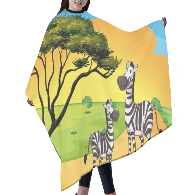 Personality  Two Zebra Under Tree Hair Cutting Cape