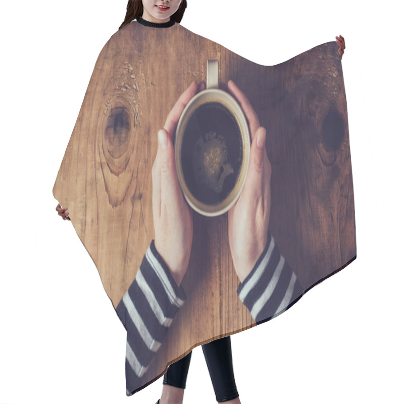 Personality  Lonely Woman Drinking Coffee In The Morning Hair Cutting Cape