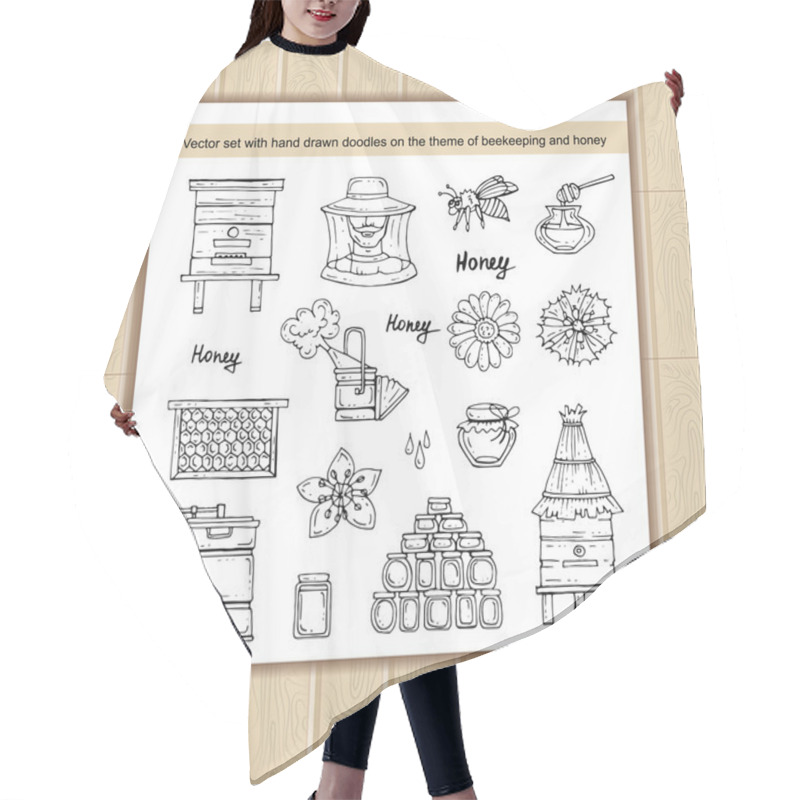 Personality  Vector Set With Hand Drawn Isolated Doodles On The Theme Of Beekeeping And Honey Hair Cutting Cape