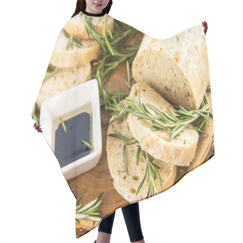 Personality  Fresh Baked Resomary Bread Loaf And Olive Oil And Balsamic Vineg Hair Cutting Cape