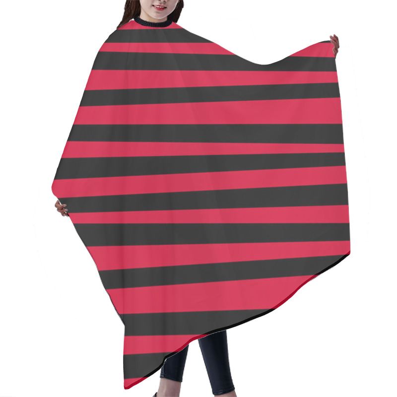 Personality  Red And Black Horizontal Striped Background. Hair Cutting Cape