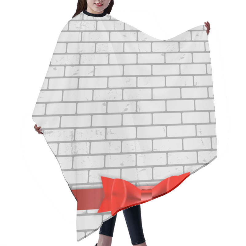 Personality  Background Of Brick Wall Texture With Bow And Ribbon Vector Illu Hair Cutting Cape