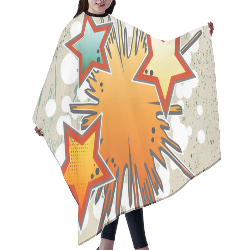 Personality  Abstract Background Of Explosion Stars  In Graffity Style. Hair Cutting Cape