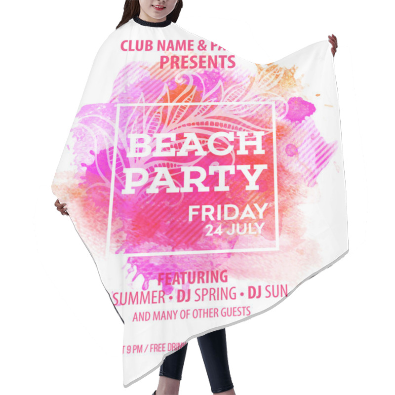 Personality  Hello Summer Beach Party Flyer. Vector Design Hair Cutting Cape