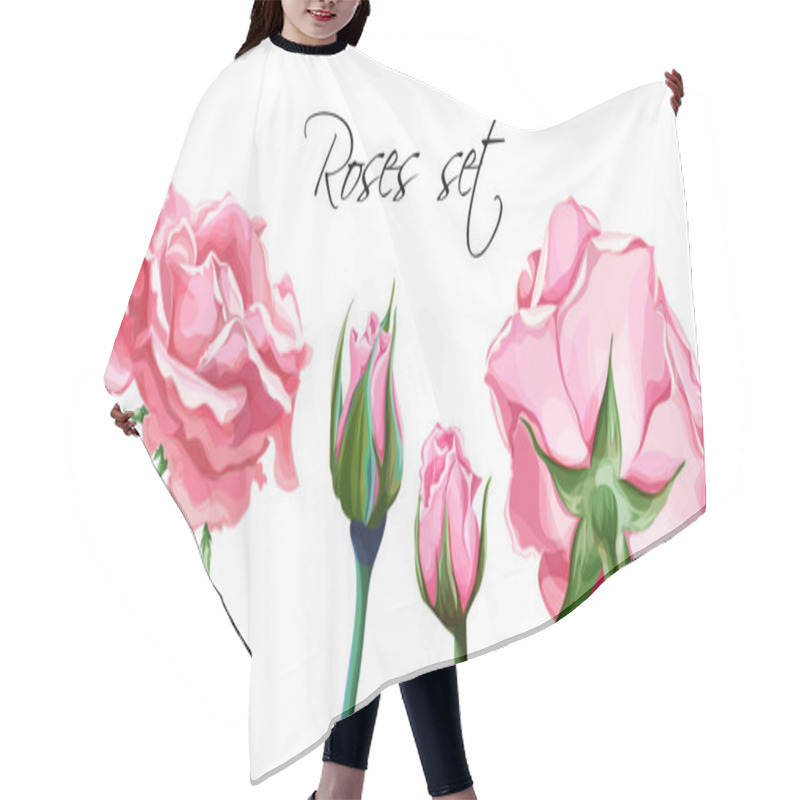 Personality  Hand Drawn Closed Rose Blossoms Set Hair Cutting Cape