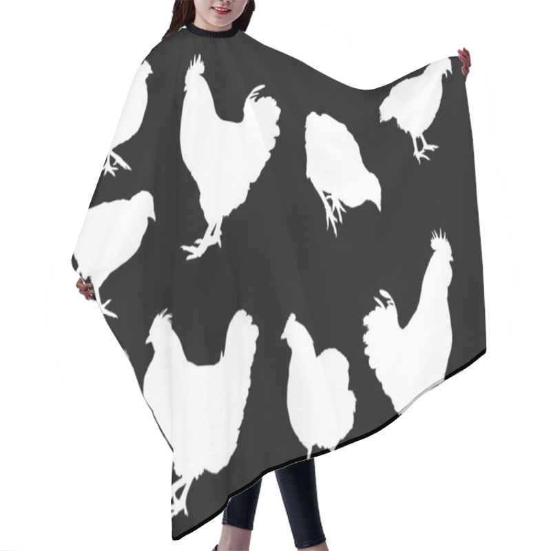 Personality  White Chickens And Roosters Silhouettes Hair Cutting Cape