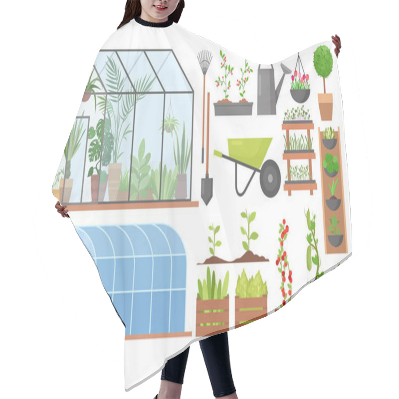 Personality  Greenhouse Eco Farm Agriculture Set, Cartoon Glass Green House Garden Collection Hair Cutting Cape