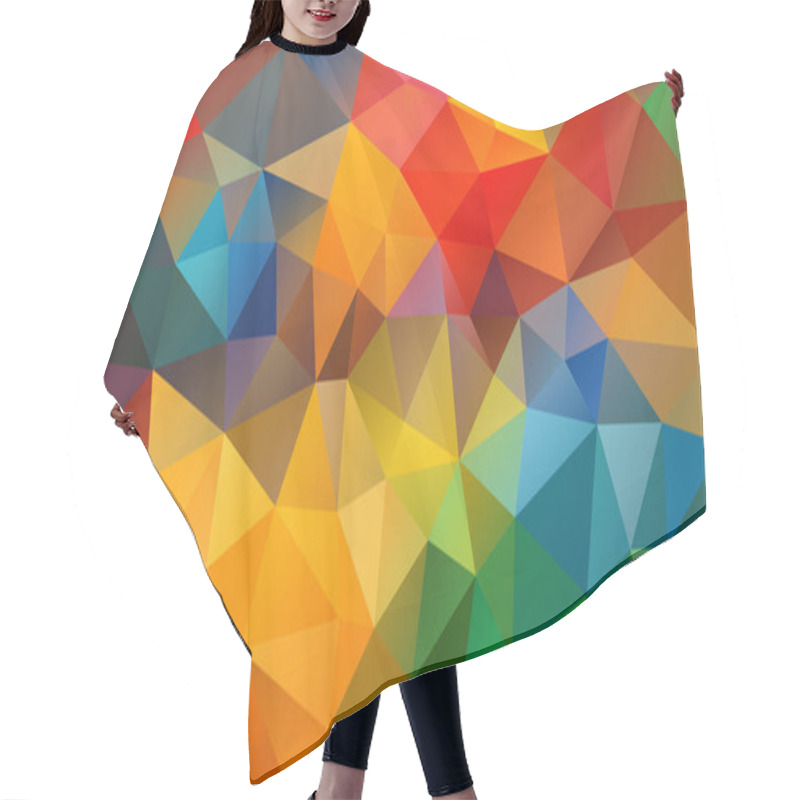 Personality  Vector Abstract Irregular Polygon Background - Triangle Low Poly Pattern - Full Spectrum Multi Color Rainbow  Hair Cutting Cape