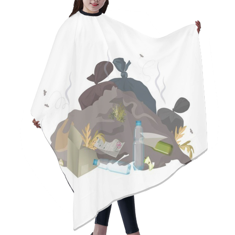 Personality  Garbage Dump. Trash, Rubbish And Waste Environment Pollution. Ecology Problem Concept. Vector Hair Cutting Cape