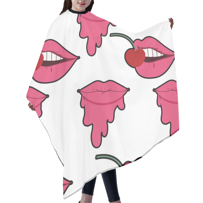 Personality  Pattern Female Mouth Dripping With Cherry Hair Cutting Cape