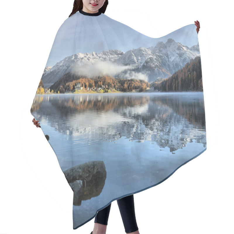 Personality  Lake St. Moritz With The First Snow In The Autumn Hair Cutting Cape