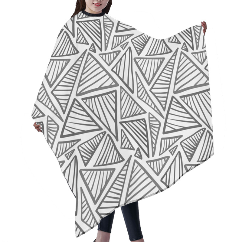 Personality  Monochrome Hand Drawn Striped Triangles Pattern Hair Cutting Cape