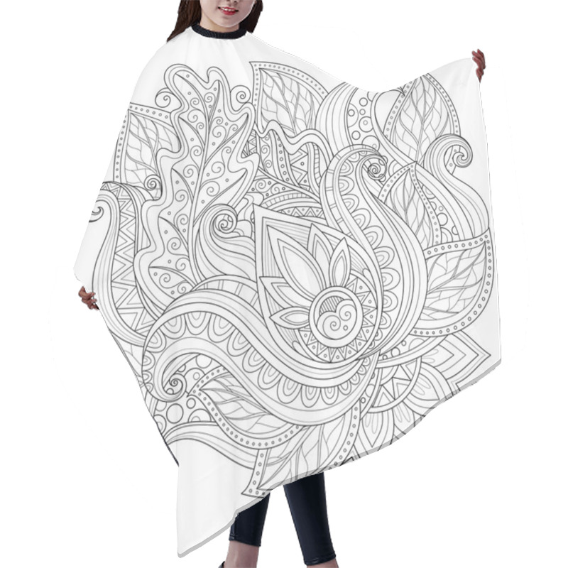 Personality  Seamless Monochrome Floral Background Hair Cutting Cape