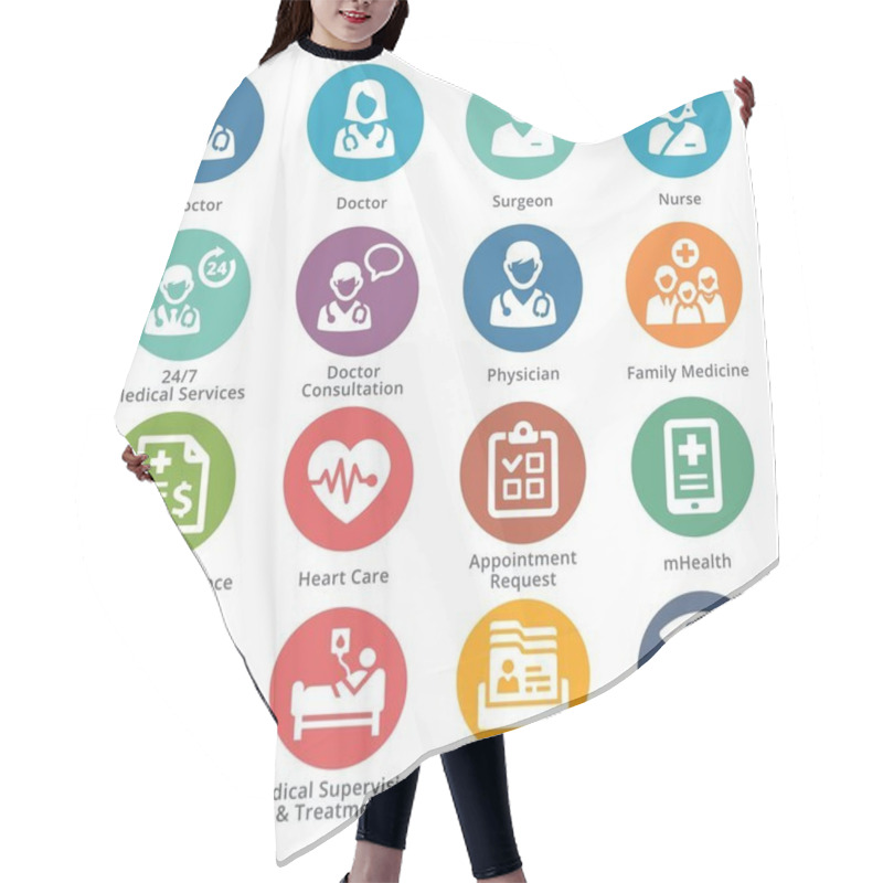 Personality  Medical Services Icons Set 1 - Dot Series Hair Cutting Cape