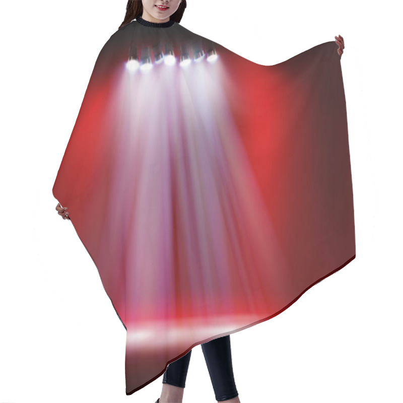 Personality  Place For The Exhibition Illuminated By Spotlights. Abstract Vector Illustration. Hair Cutting Cape