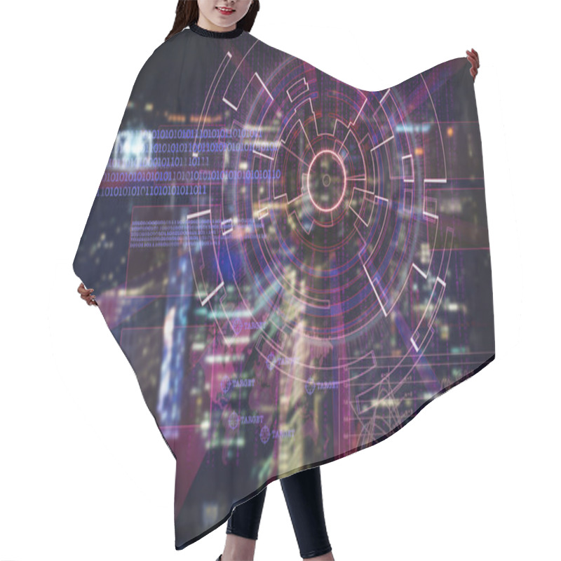 Personality  Cyber Laser Target On A Night City Blurred Background Hair Cutting Cape