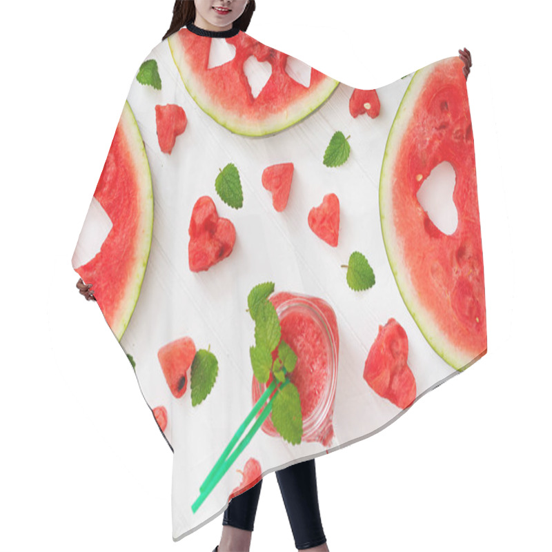 Personality  Fresh Watermelon Smoothies  Hair Cutting Cape