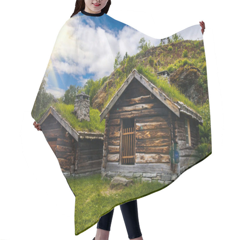 Personality  Beautiful View On Ancient Scandinavian Timbered Village And Countryside Landscape Hair Cutting Cape