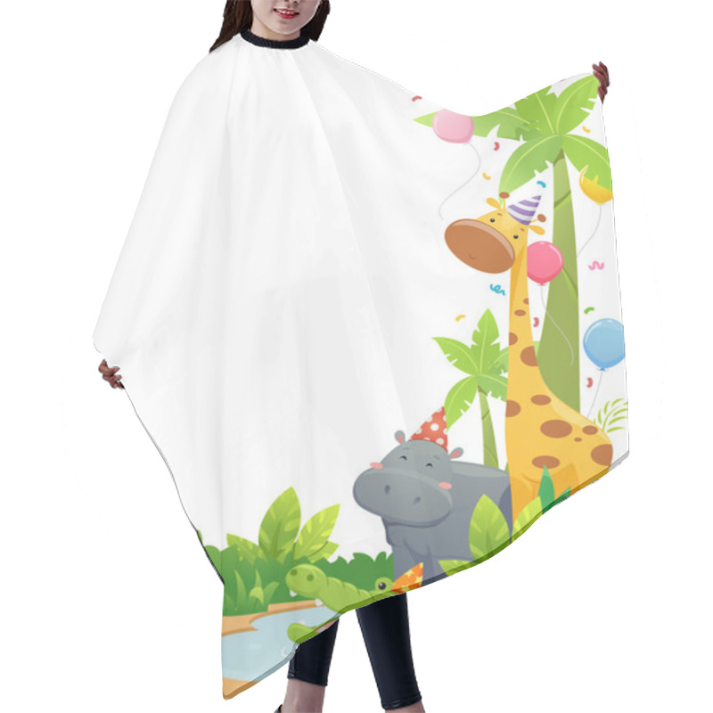 Personality  Safari Animals Corner Border Hair Cutting Cape