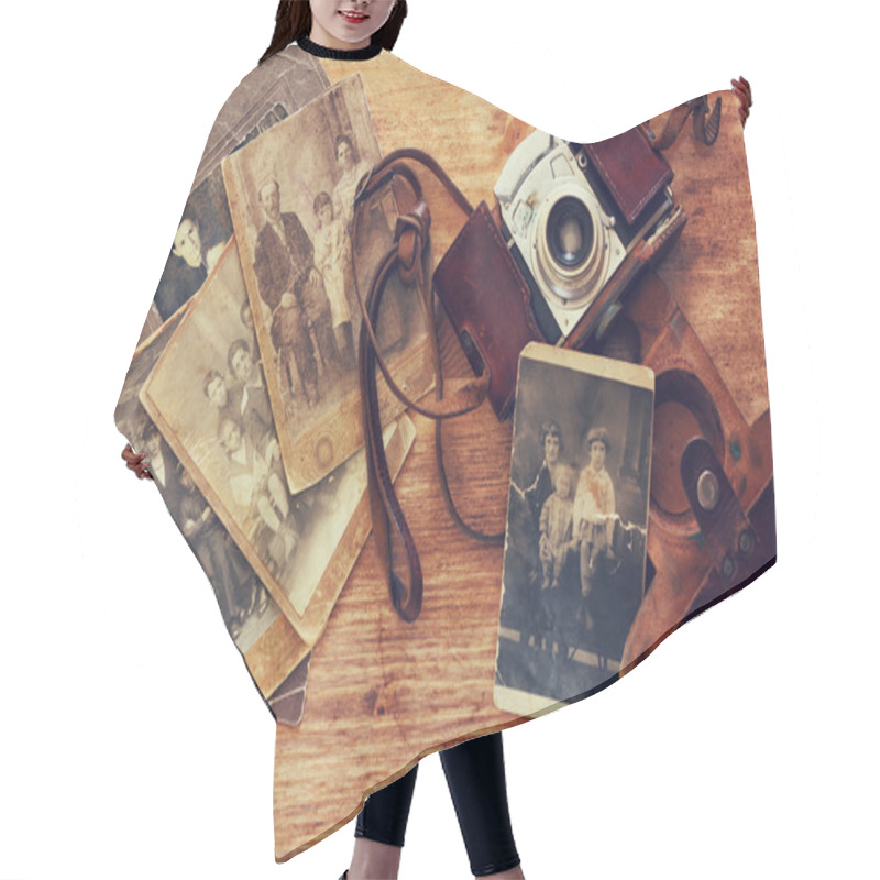 Personality  Top View Of Old Camera, Antique Photographs Hair Cutting Cape