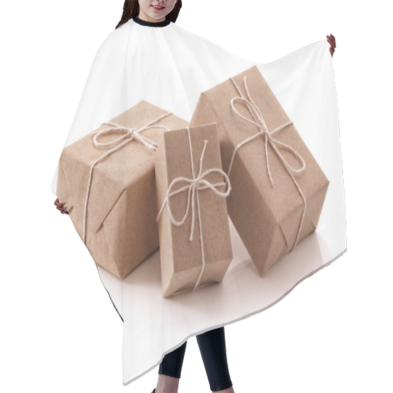 Personality  Gift Packages Wrapped In Brown Paper Hair Cutting Cape