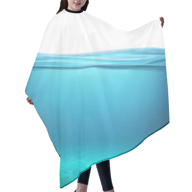 Personality  Lake Underwater Surfaces. Relax Blue Horizon Background Under Surface Sea, Clean Natural View Bottom Pool With Sun Rays. Vector Illustration Hair Cutting Cape