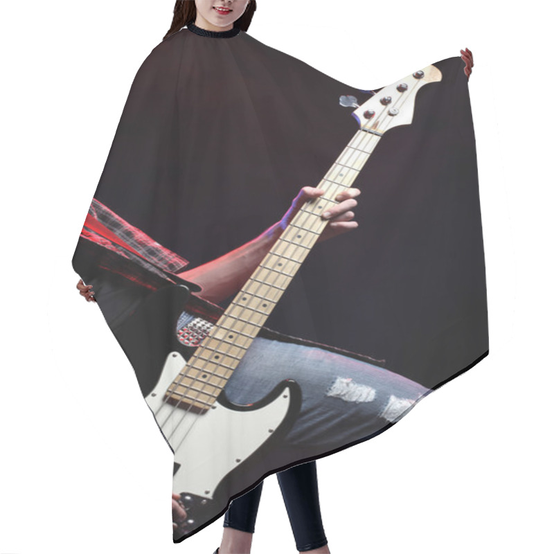 Personality  A Bassist Plays At Rock Concert Hair Cutting Cape