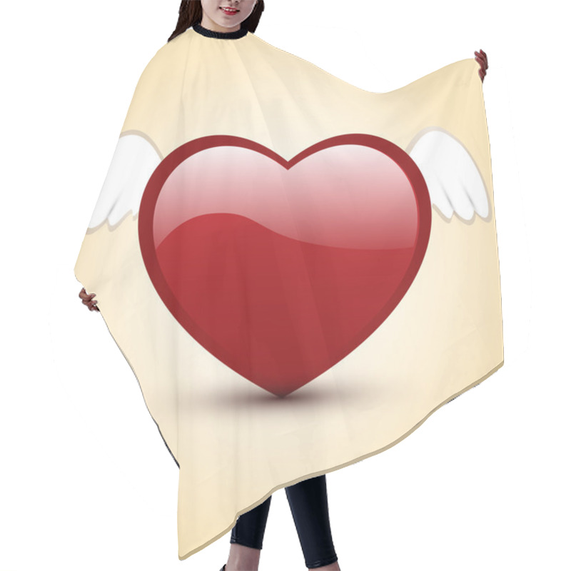 Personality  Vector Illustration Of Heart With Wings. Hair Cutting Cape