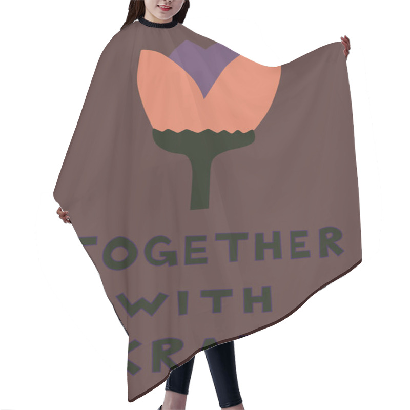 Personality  Illustration Of Flower Near Together With Ukraine Lettering On Brown Hair Cutting Cape