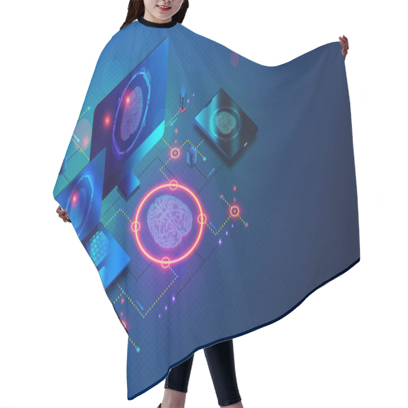 Personality  AI Workstation - High-performance Computer System Designed To Handle Complex Computations Associated With Artificial Intelligence Tasks - 3D Illustration Hair Cutting Cape